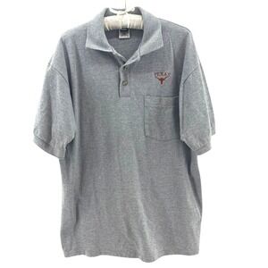 Cotton Deluxe Polo Shirt Mens Large Gray Excellent Texas Longhorns Embroidered